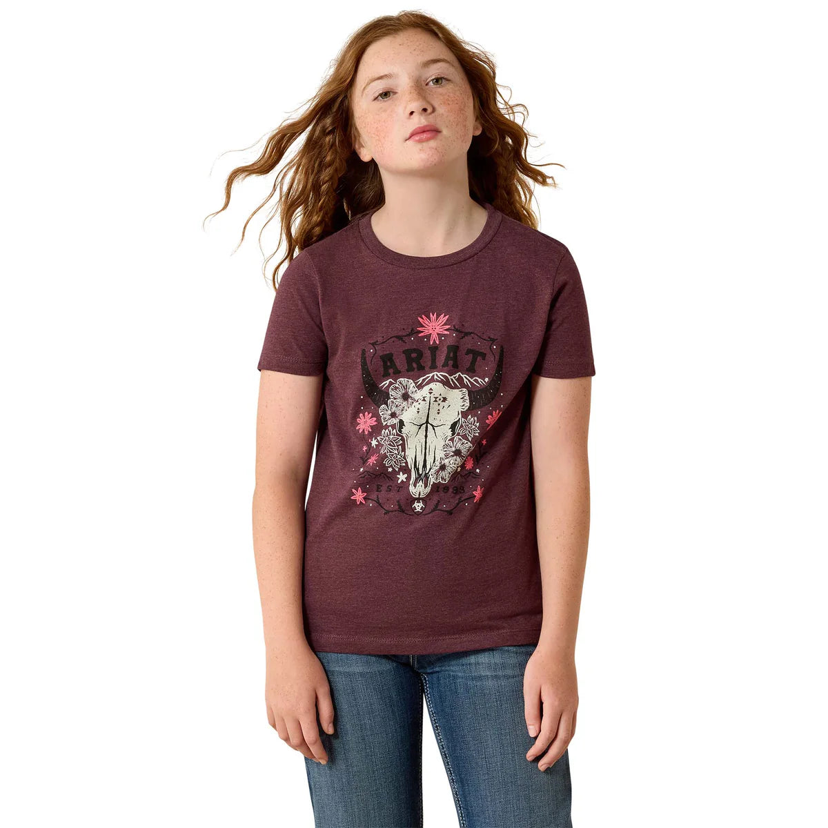Ariat Girls Skull Florals SS Tee