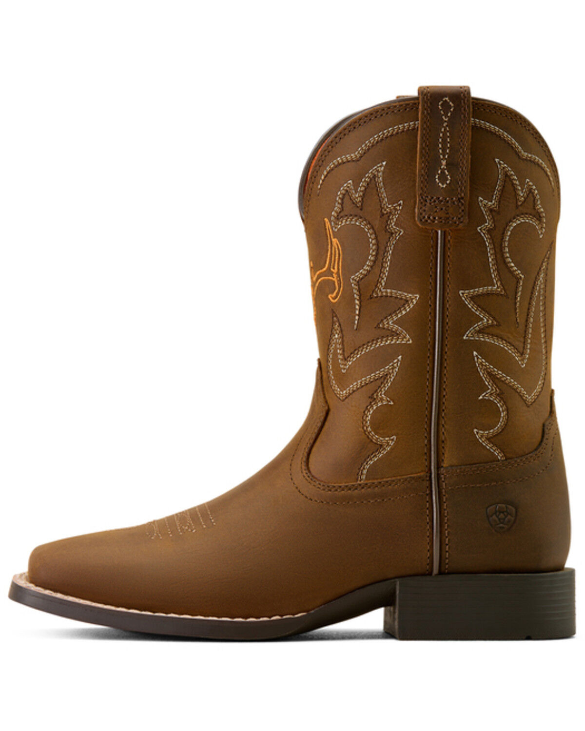 Ariat Kids Deer Ridge Wide Square Toe Boot in Distressed Brown