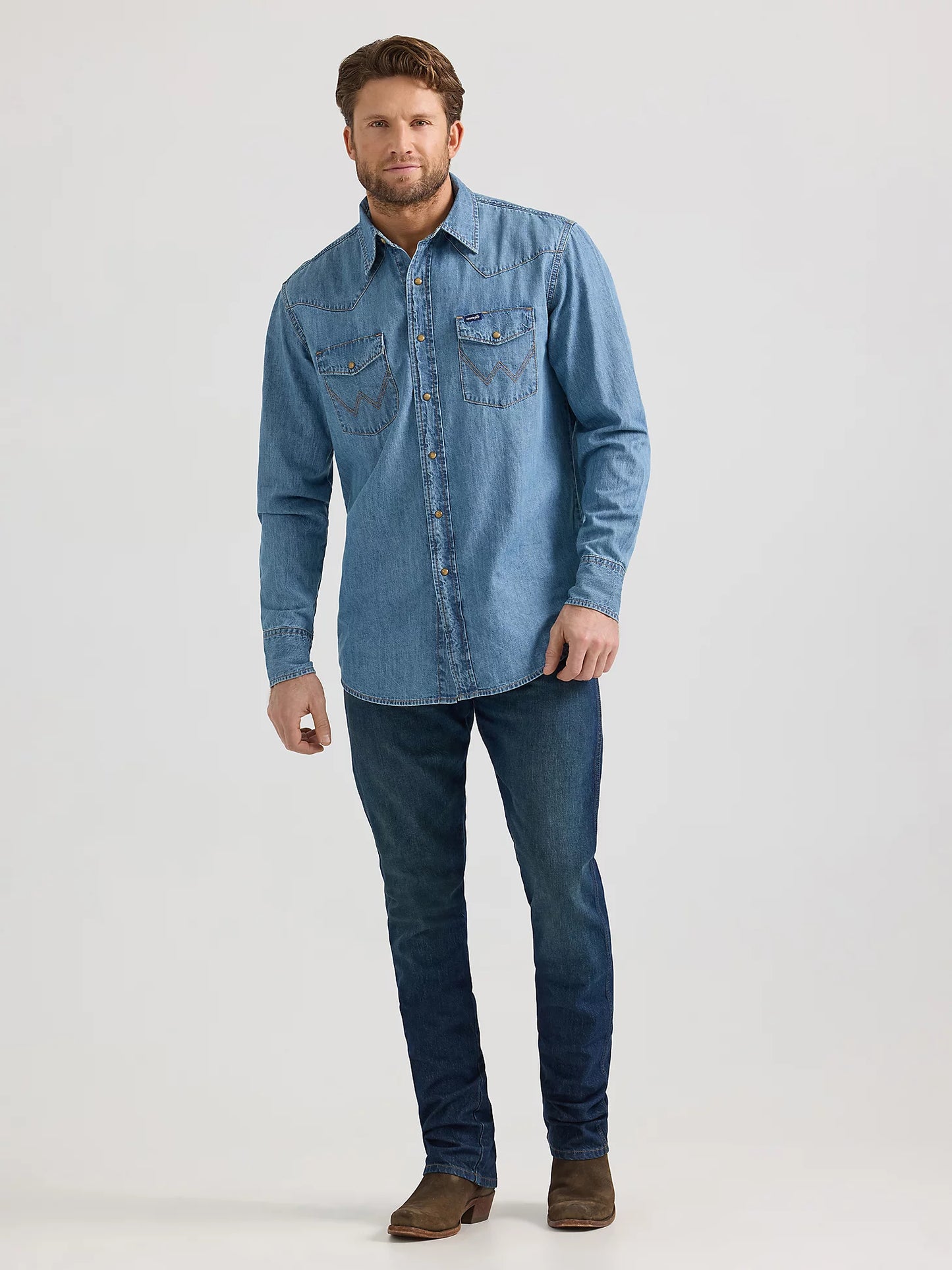 Wrangler Mens Classic Fit Denim L/S Shirt