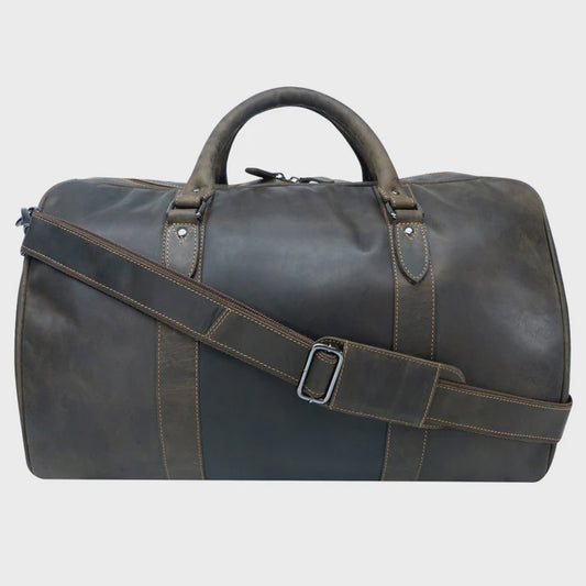 Green Wood Leather Hunter Large Duffel Bag