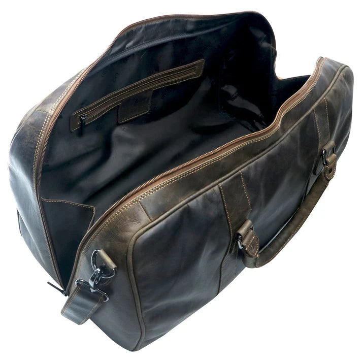 Green Wood Leather Hunter Large Duffel Bag