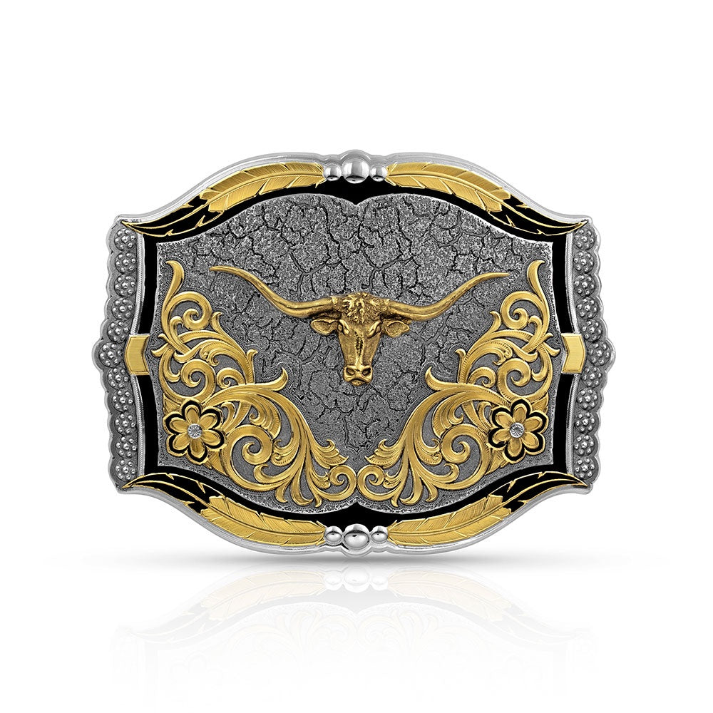 MontanaWestern Cracked Dirt Longhorn Buckle