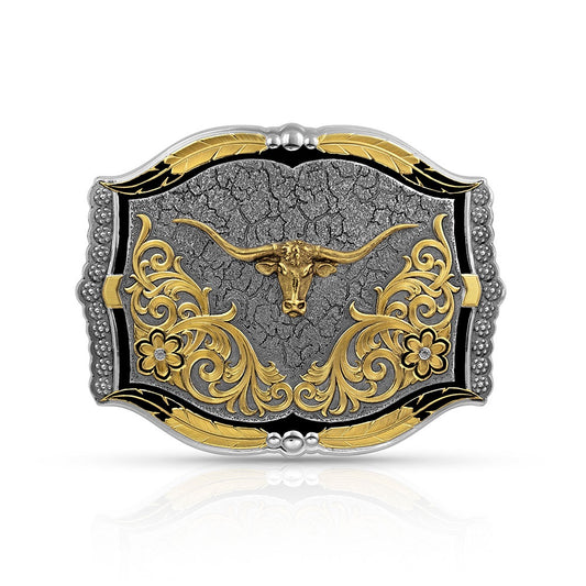 MontanaWestern Cracked Dirt Longhorn Buckle