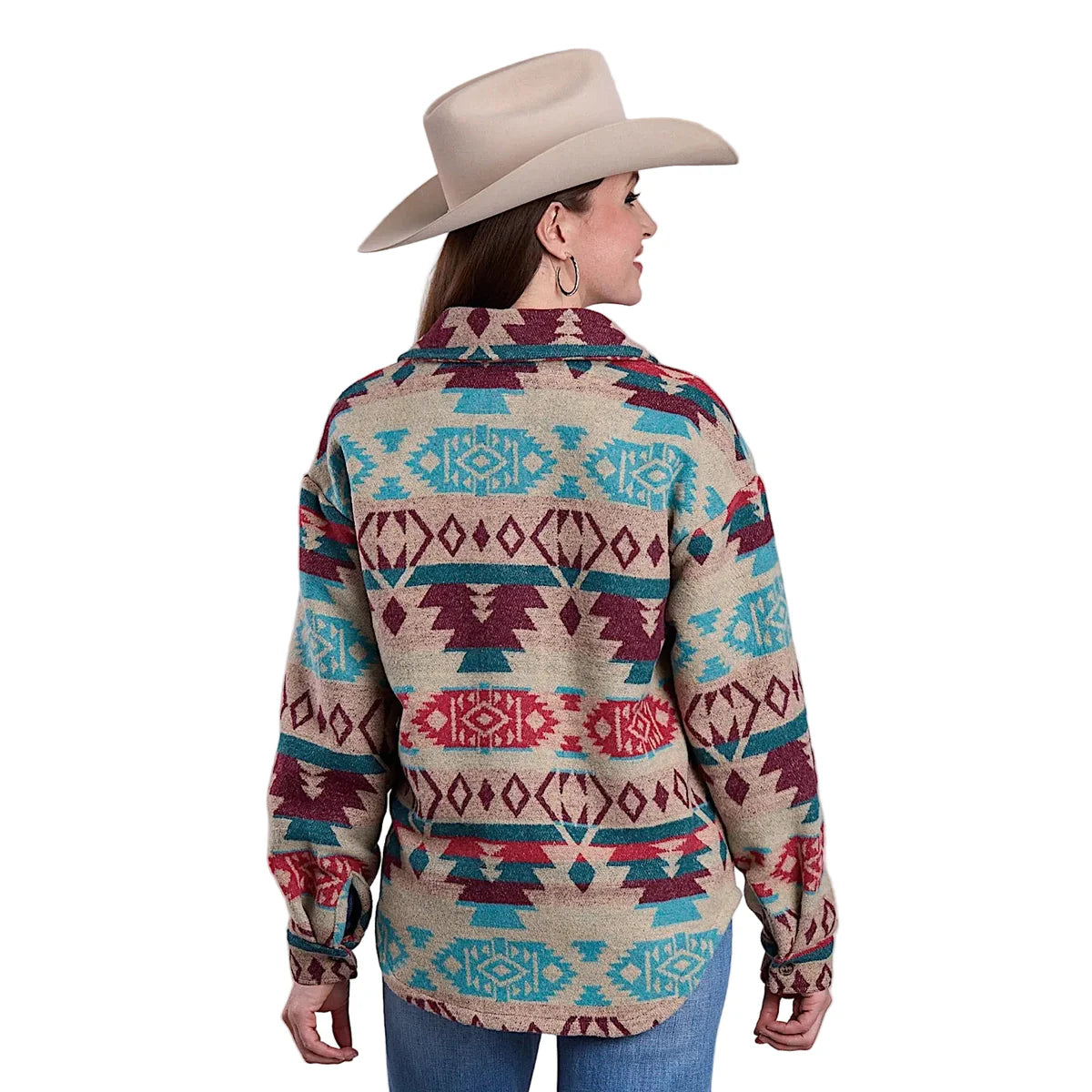 Roper Ladies Aztec Print Western Shacket White