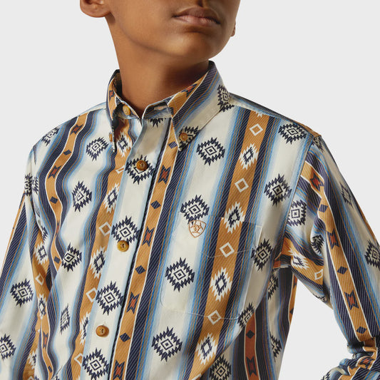Ariat Boys Shilo LS Shirt in Blue