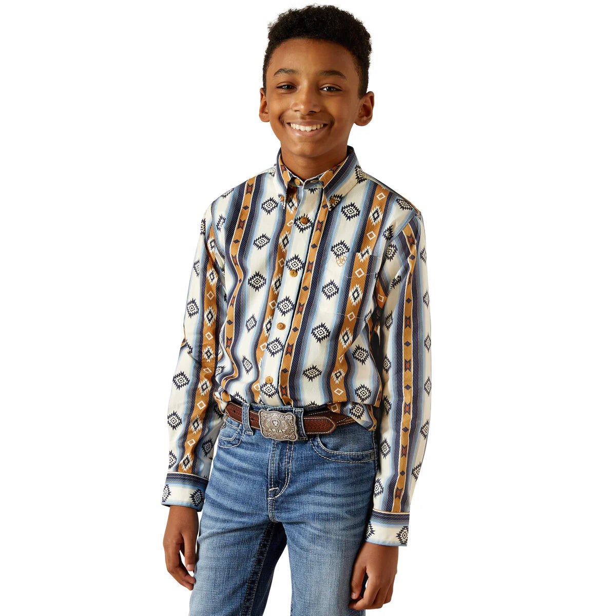 Ariat Boys Shilo LS Shirt in Blue