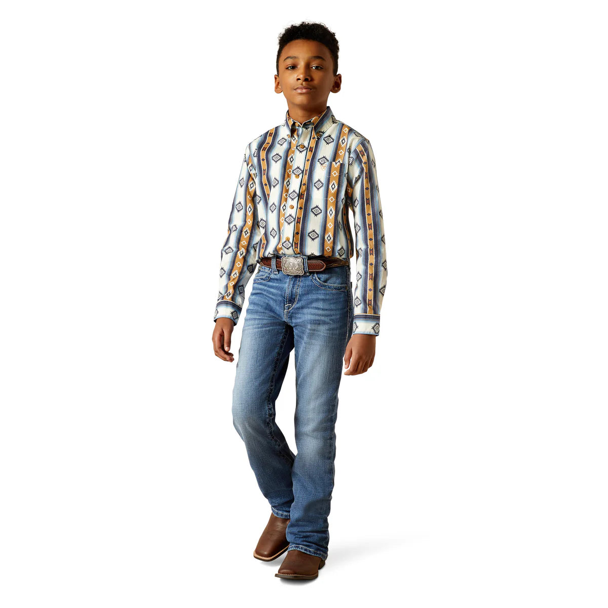 Ariat Boys Shilo LS Shirt in Blue