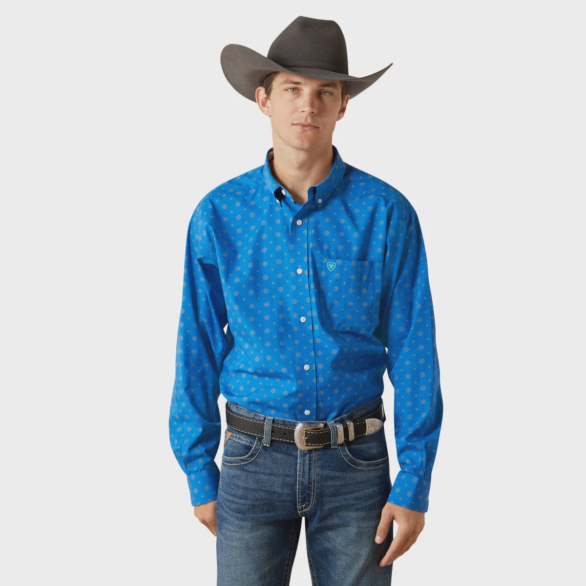 Ariat Mens Wrinkle Free Carter LS Shirt in Blue