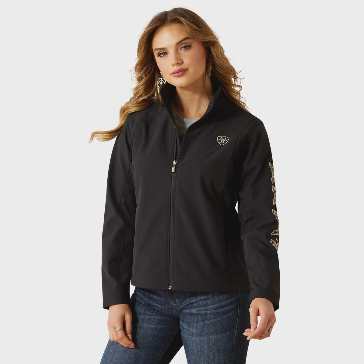 Ariat Womens 2026 Logo Softshell Jacket in Black/Minimal Print