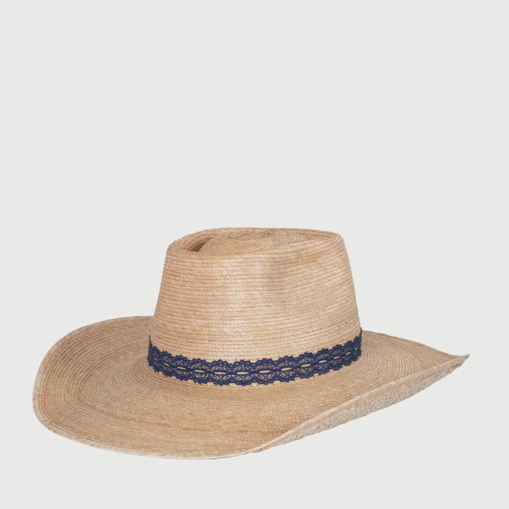 Sunbody Hat Reata 3 Oak Palm 4.5" Brim Navy Lace