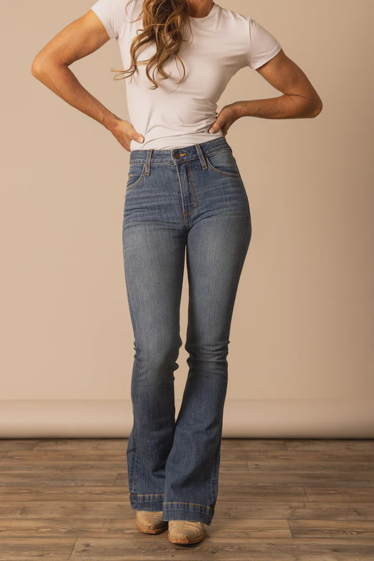 Kimes Womens Jennifer Mid Wash Denim Trouser