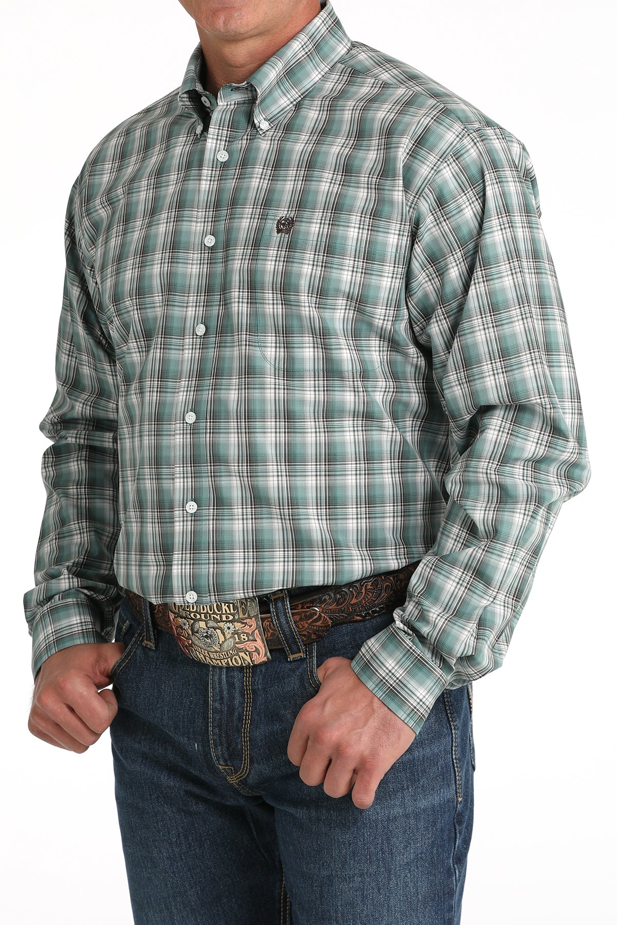 Cinch Mens Classic LS Shirt - Green Check