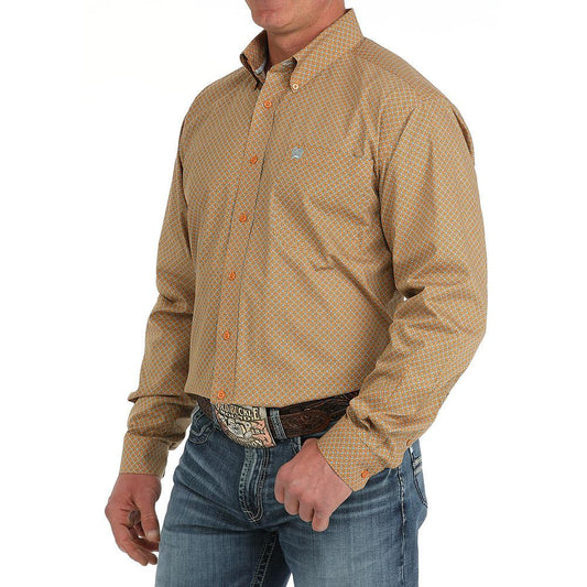 Cinch Men's Orange Print Classic Fit Erin L/S Shirt