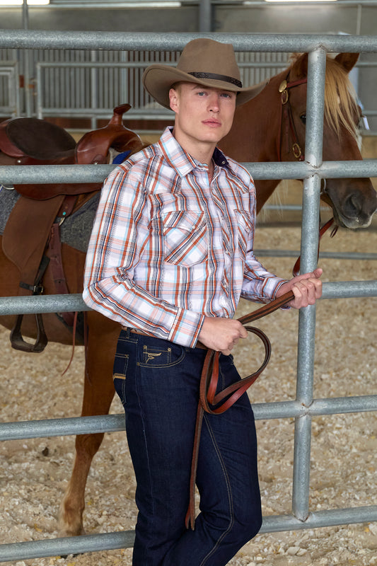 Pure Western Mens Axel LS Shirt in Tan