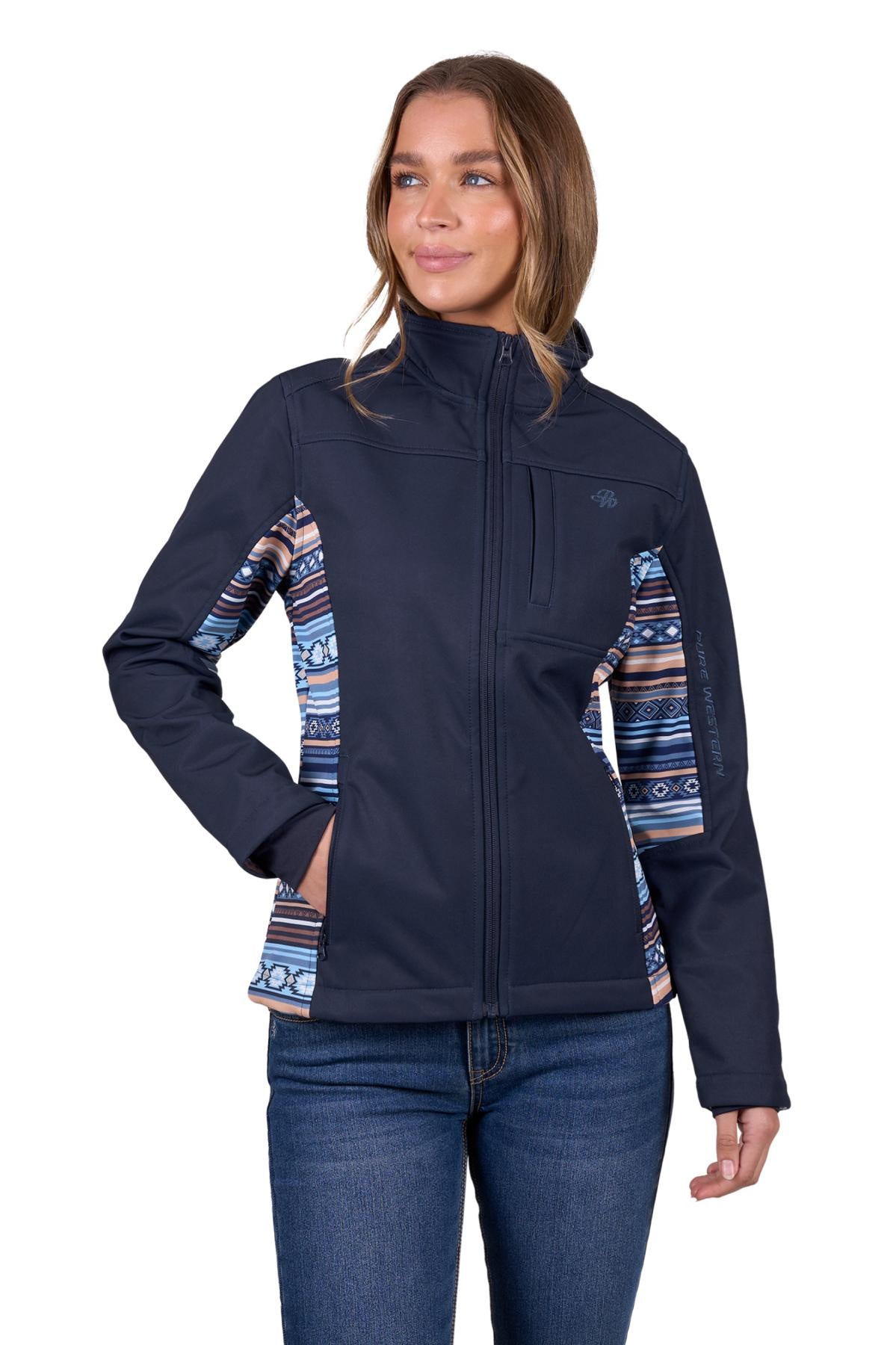 Pure Western Womens Misha Softshell Jacket in Navy