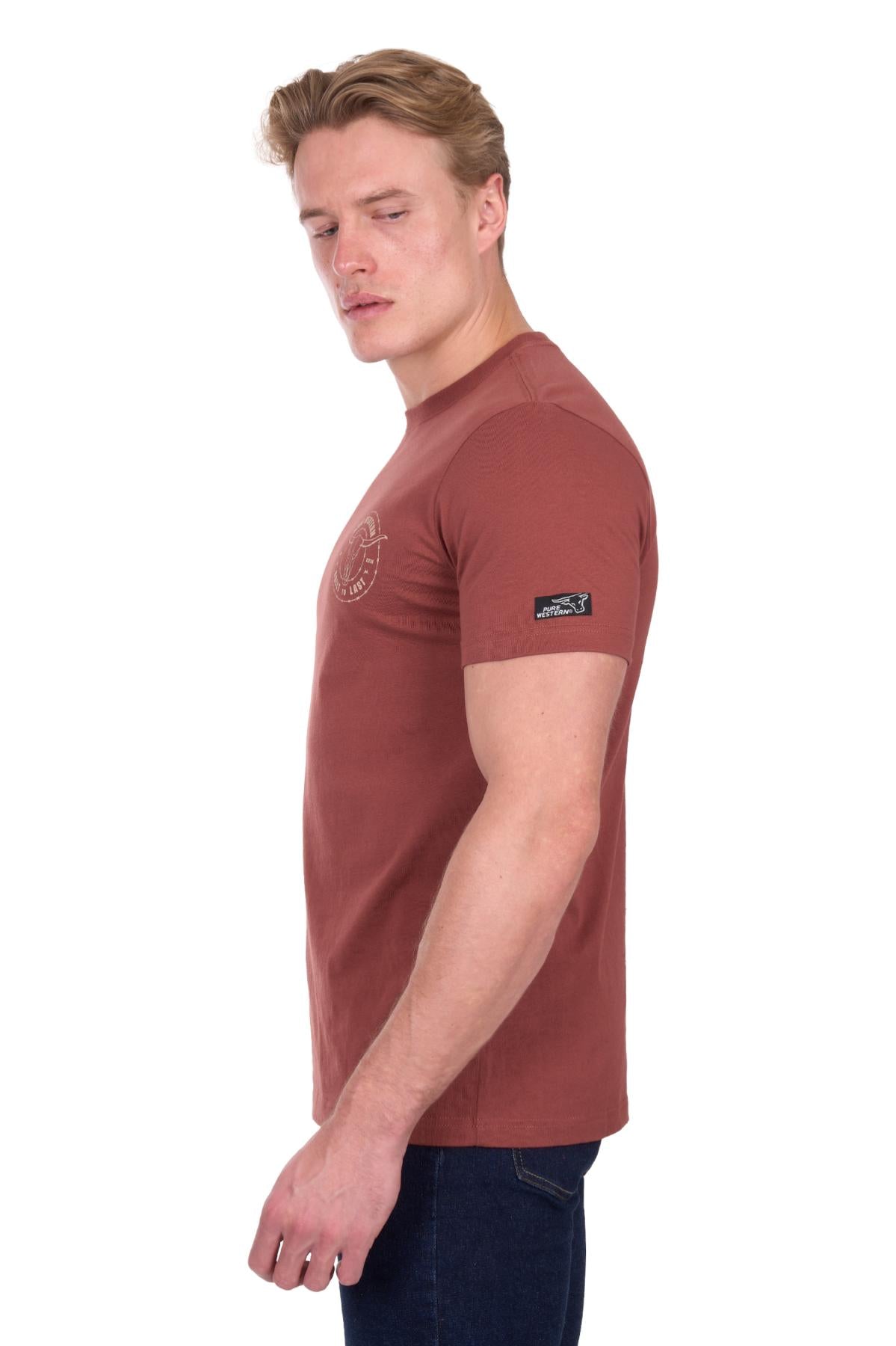 Pure Western Mens Walker S/S Tee RUST