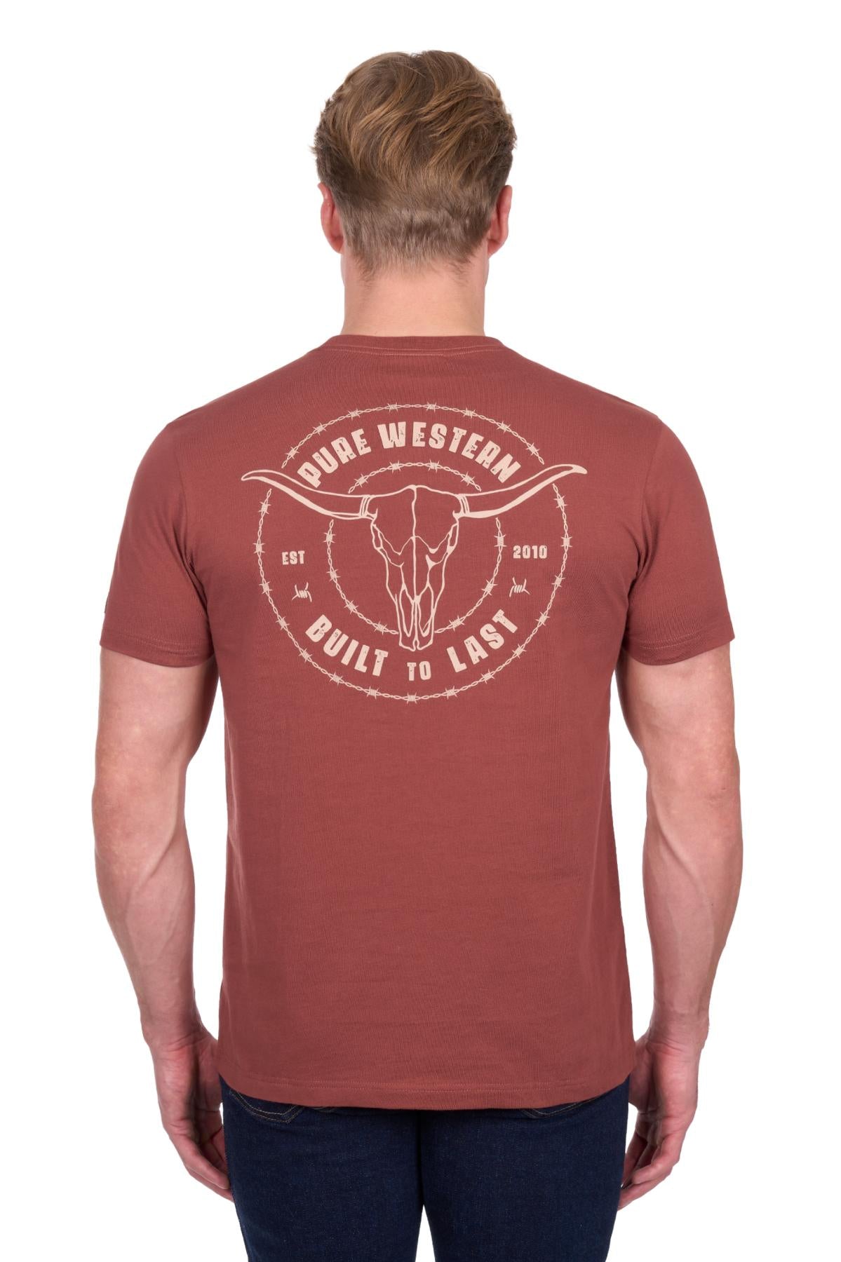 Pure Western Mens Walker S/S Tee RUST