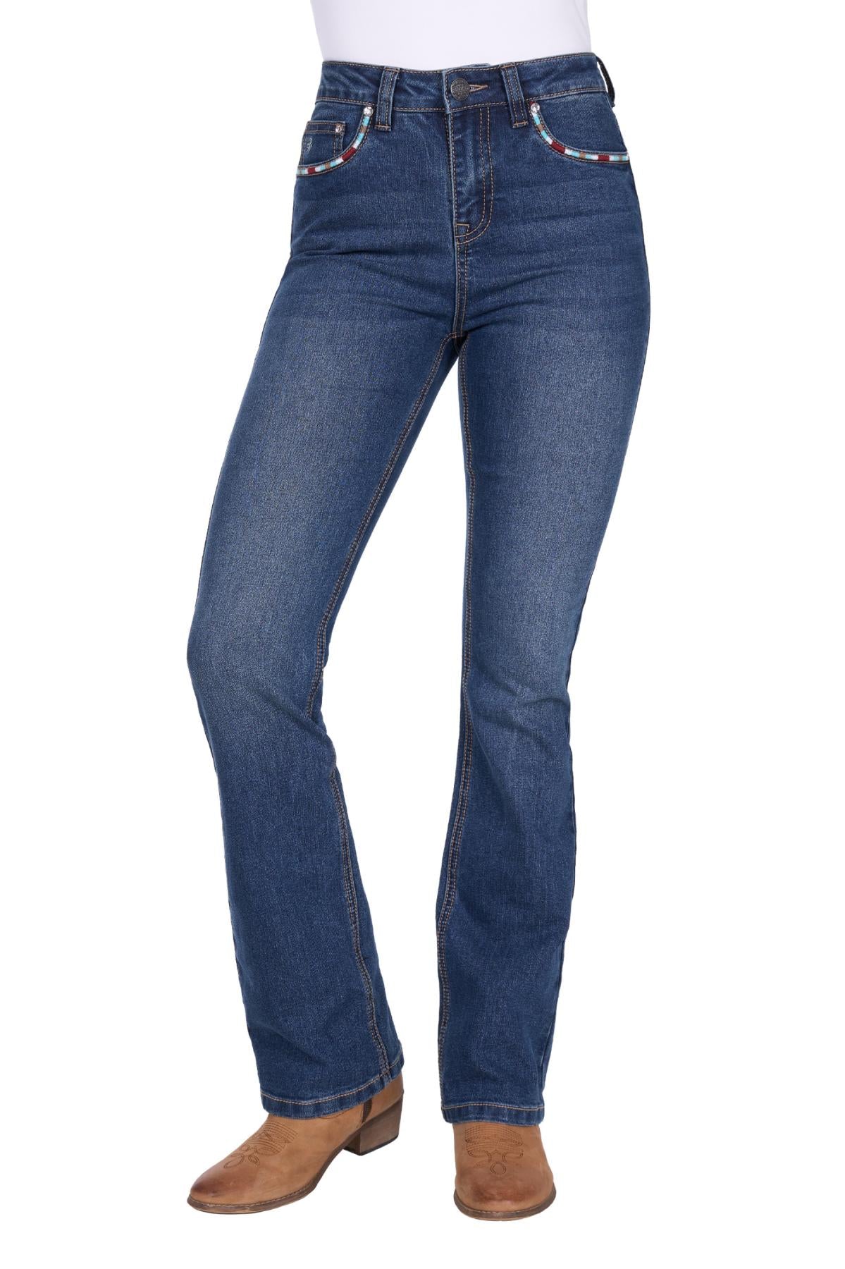 Pure Western Womens Mary High Rise Boot Cut Jeans