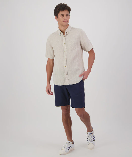 Swanndri Mens Humber Linen Short Sleeved Shirt