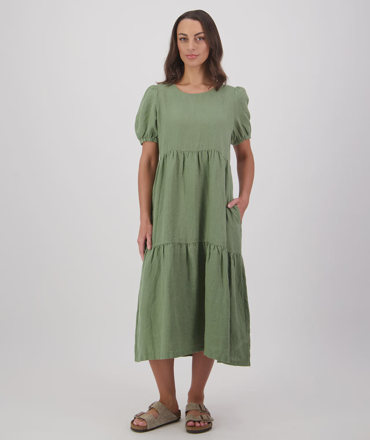 Swanndri Womens Alma Gathered Dress in Clover