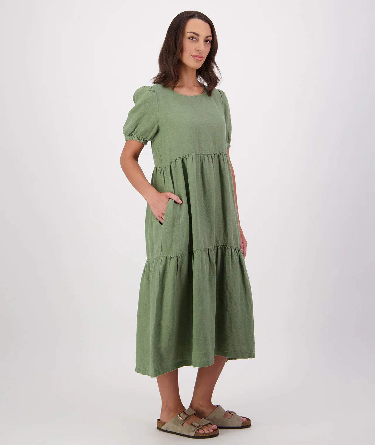 Swanndri Womens Alma Gathered Dress in Clover