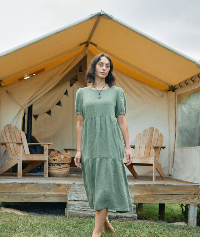 Swanndri Womens Alma Gathered Dress in Clover
