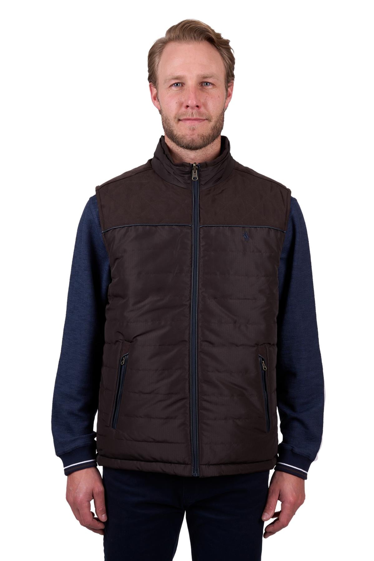 Thomas Cook Mens Nathan Reversible Vest in DarkBrown/Navy
