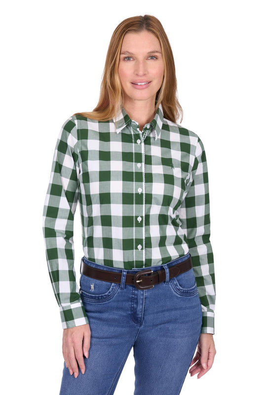 Thomas Cook Womens Judy Long Sleeve Shirt in Green/White