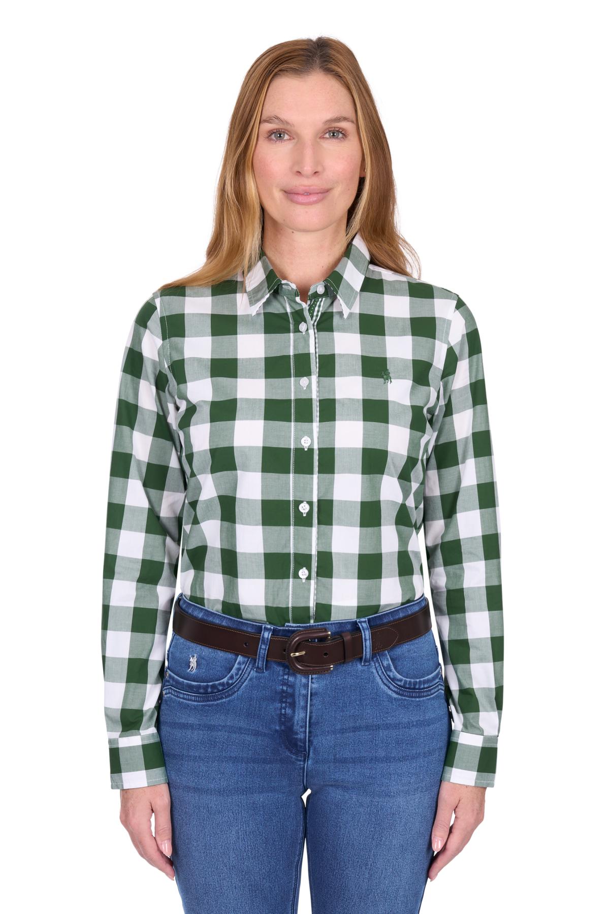 Thomas Cook Womens Judy Long Sleeve Shirt in Green/White