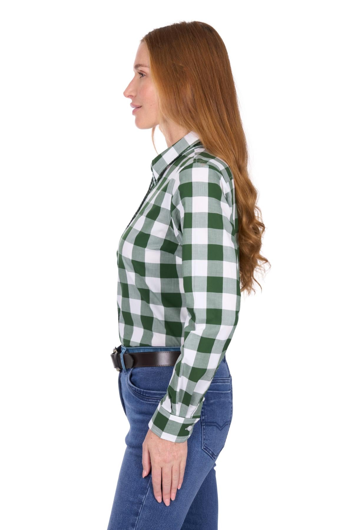 Thomas Cook Womens Judy Long Sleeve Shirt in Green/White