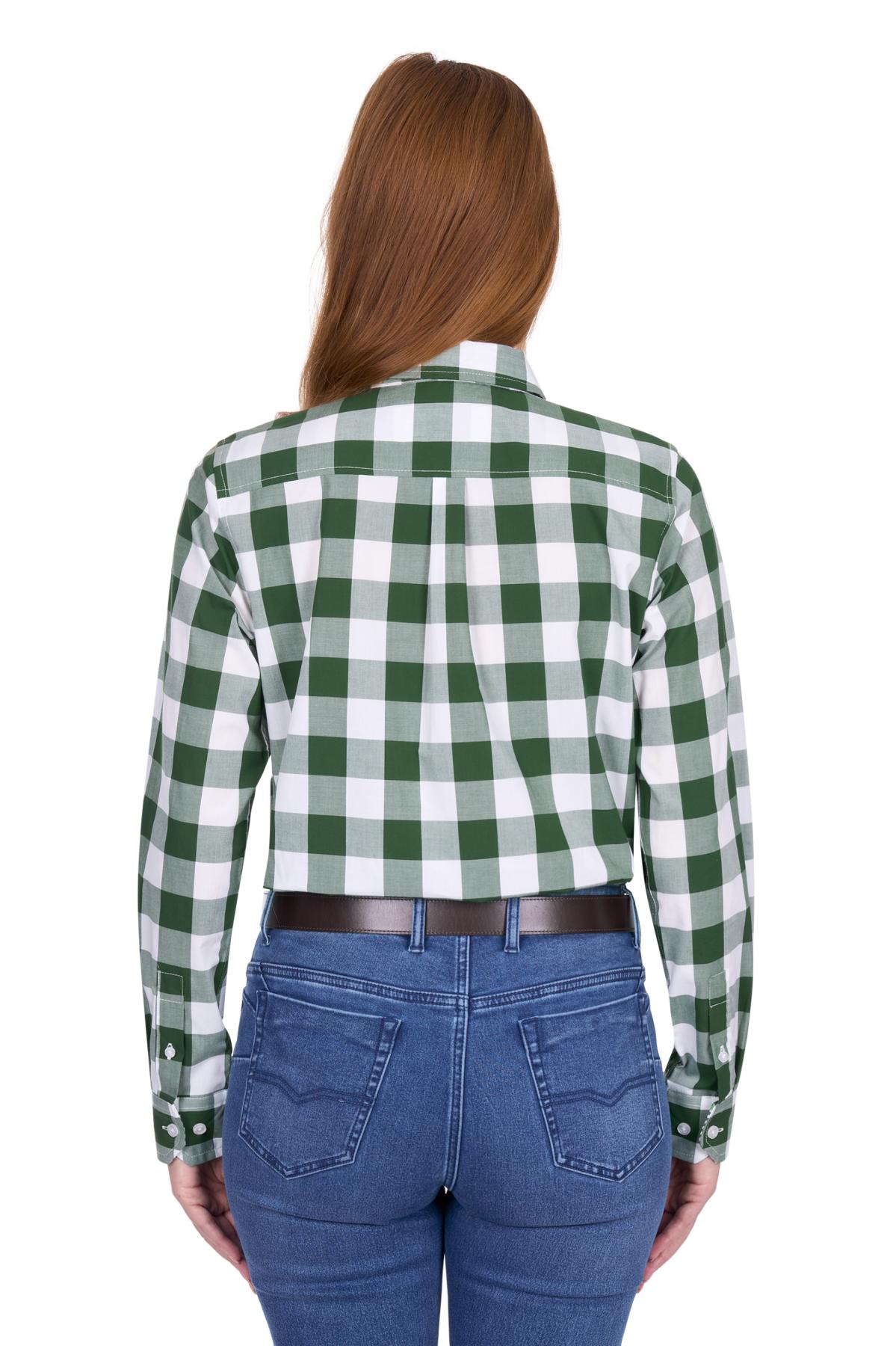 Thomas Cook Womens Judy Long Sleeve Shirt in Green/White