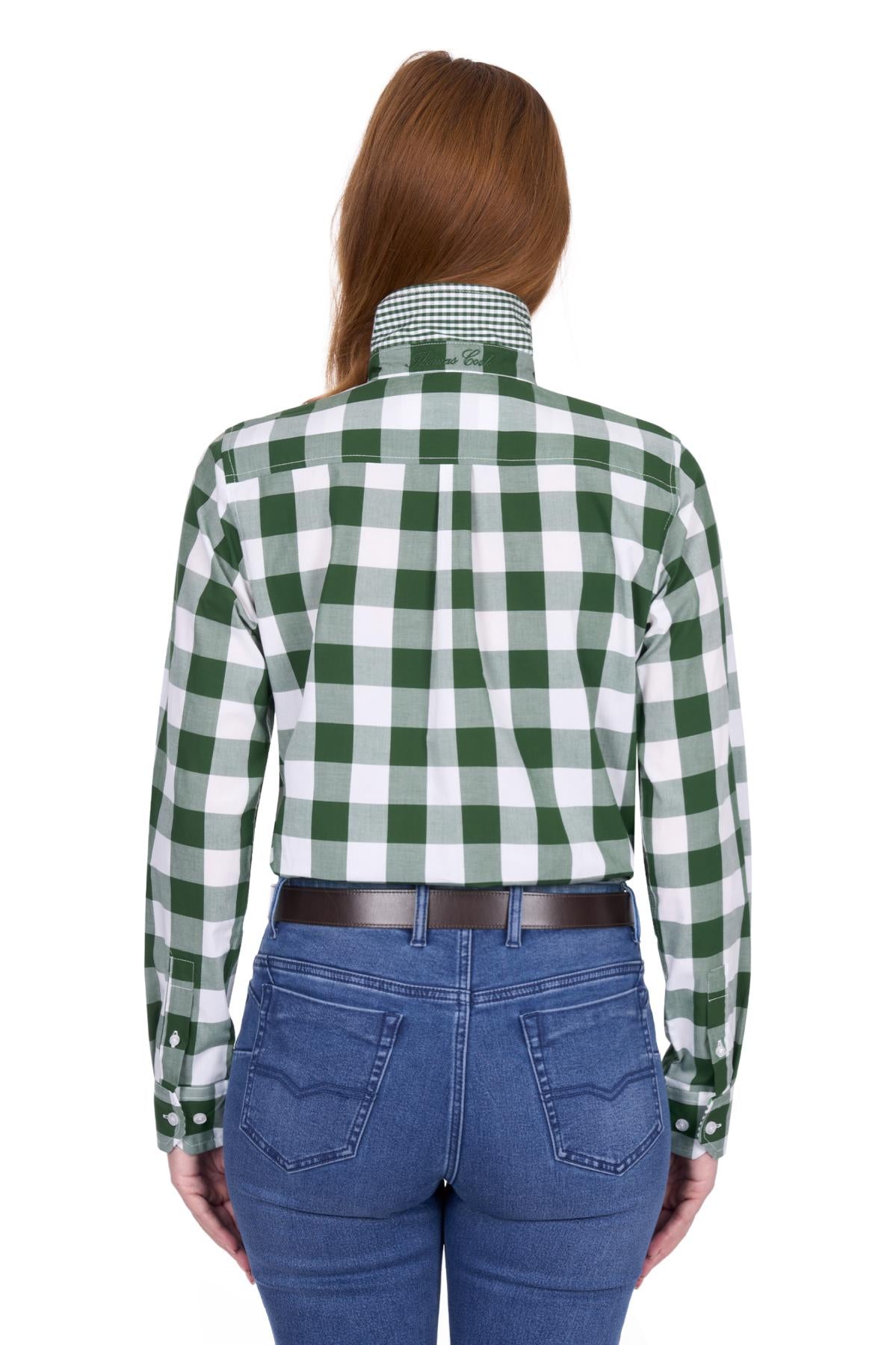 Thomas Cook Womens Judy Long Sleeve Shirt in Green/White