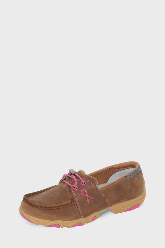 Twisted X Womens Pink Ribbon Cellstretch Elastic Tie Shoe