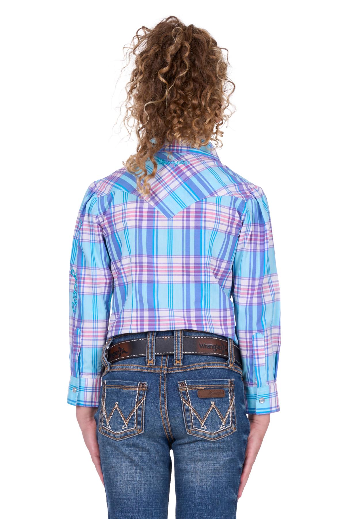 Wrangler Girls Emily Check Western Long Sleeve Shirt