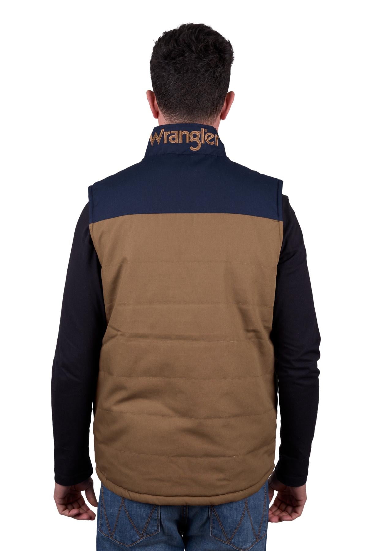 Wrangler Mens Koda Reversible Vest in Tan/Navy