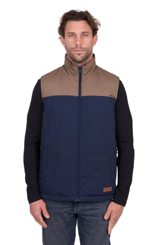 Wrangler Mens Dean Reversable Vest Navy/Tan