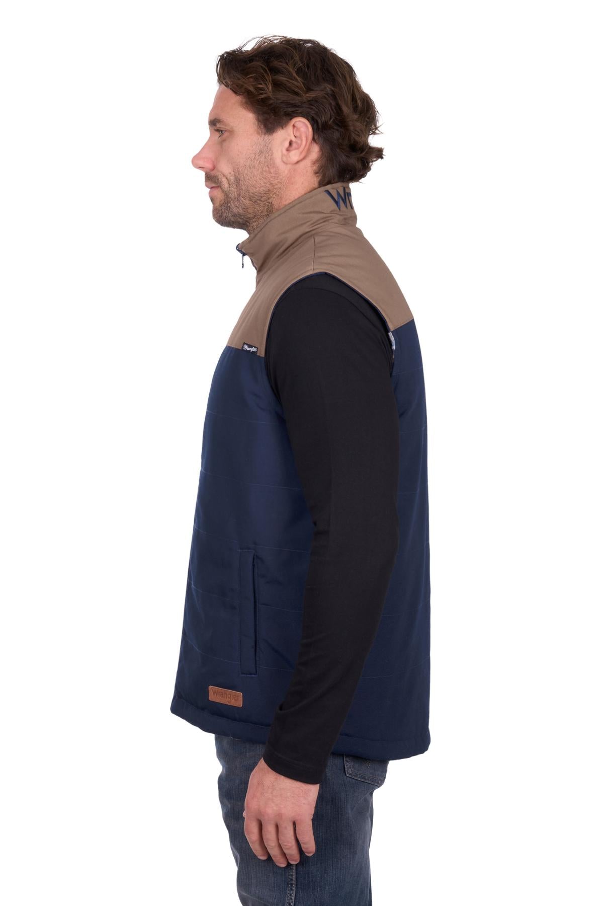 Wrangler Mens Dean Reversable Vest Navy/Tan