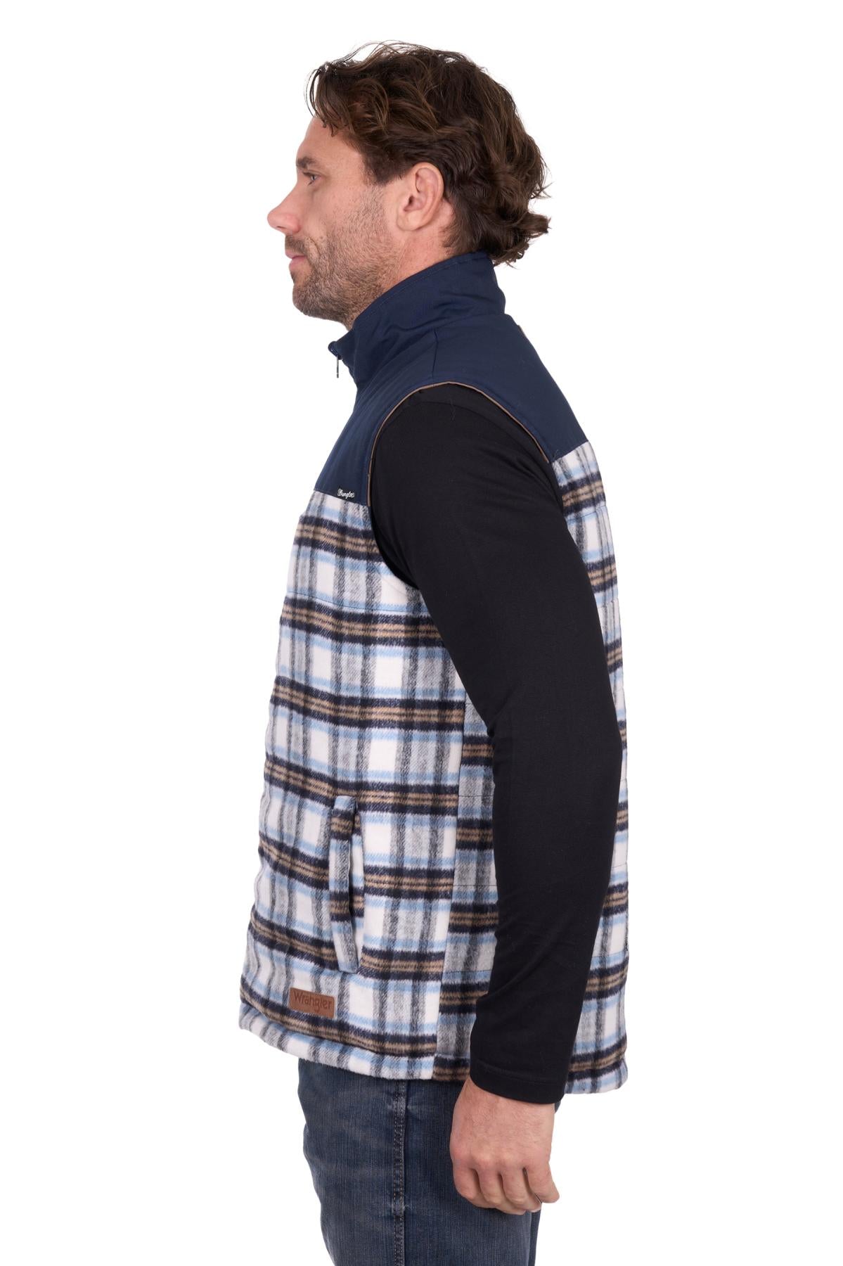 Wrangler Mens Dean Reversable Vest Navy/Tan