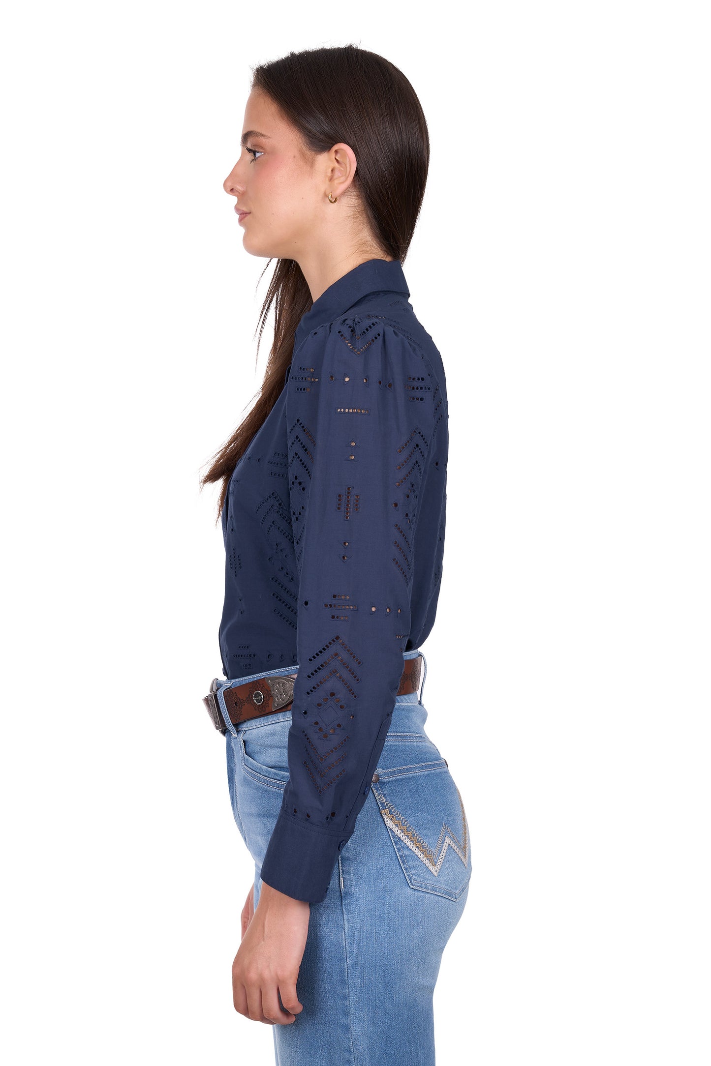 Wrangler Womens Lilly Long Sleeve Shirt in Navy
