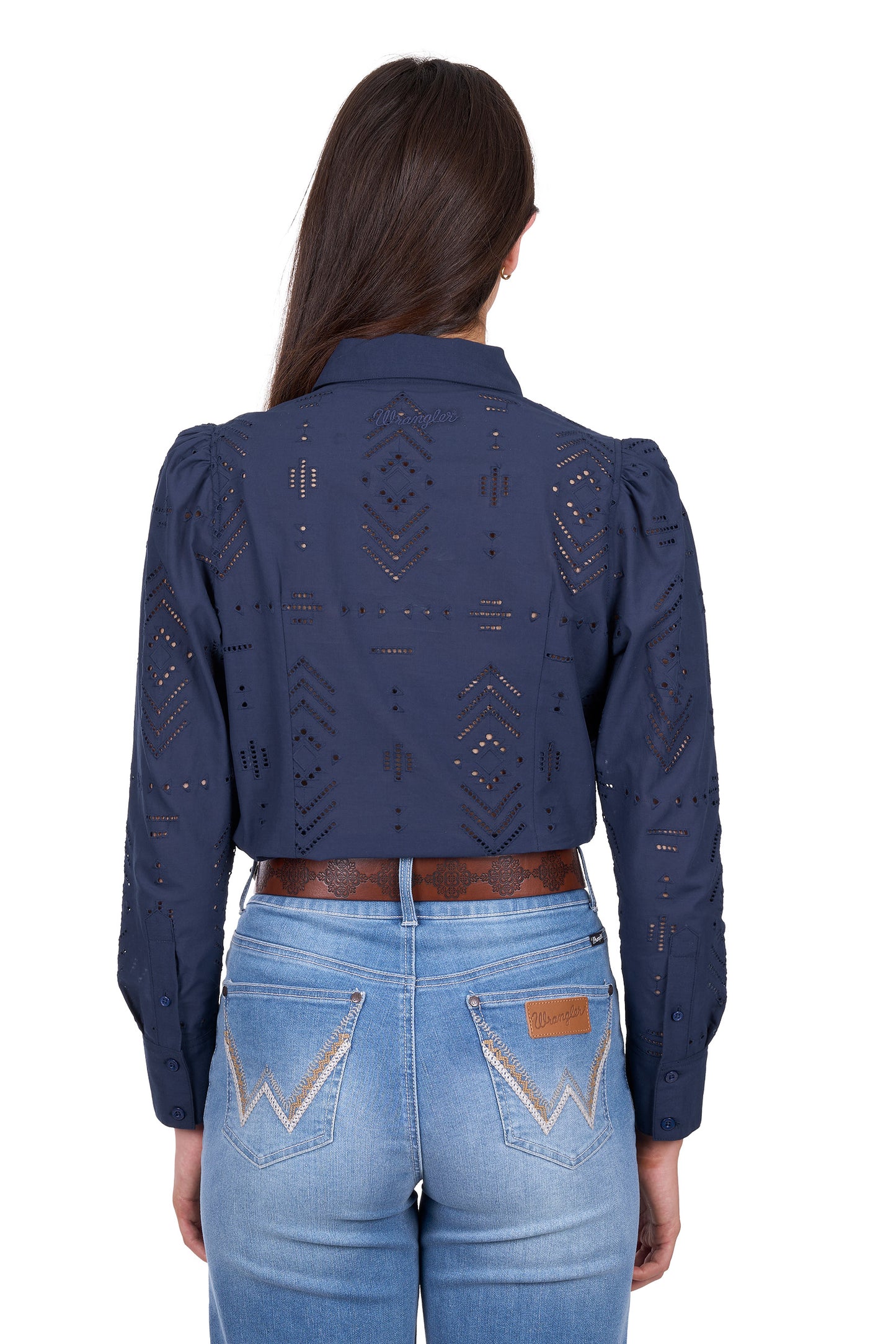 Wrangler Womens Lilly Long Sleeve Shirt in Navy