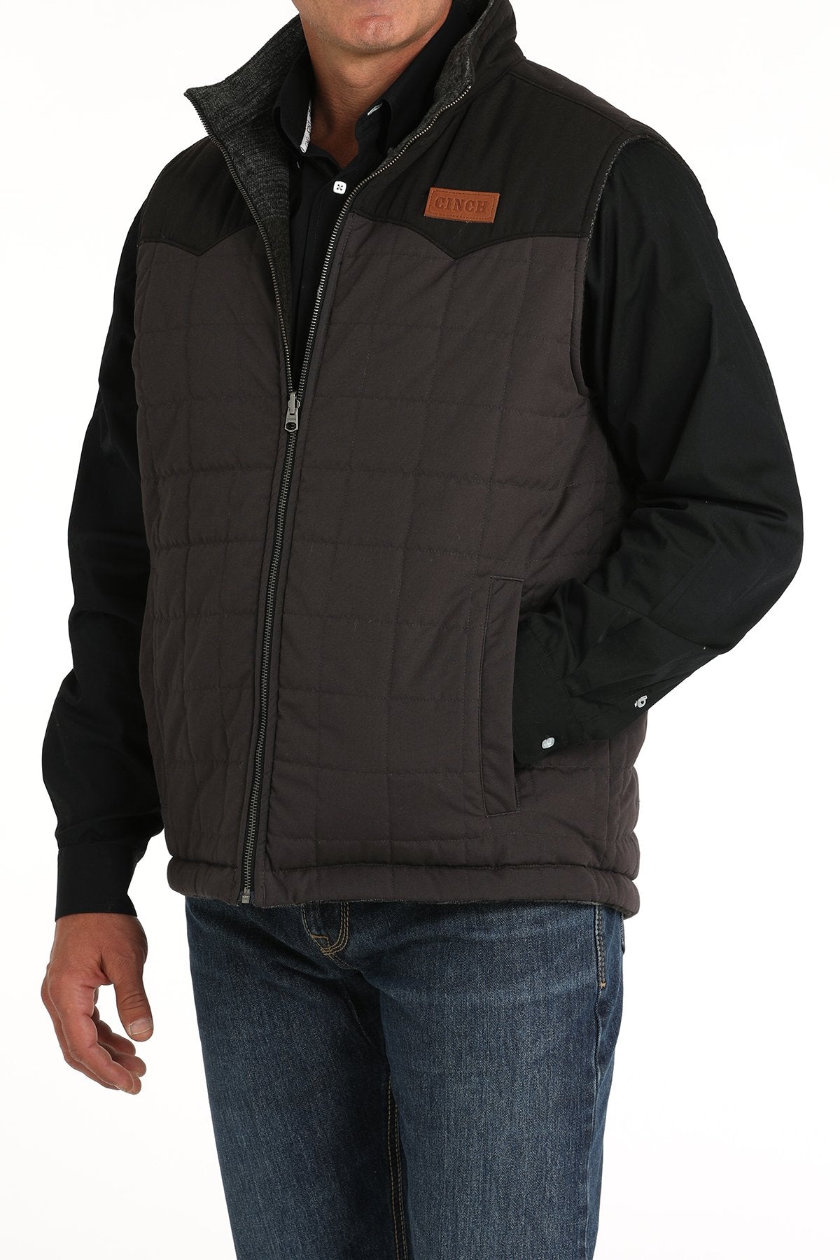 Cinch Mens Reversible Quilted Vest - Charcoal