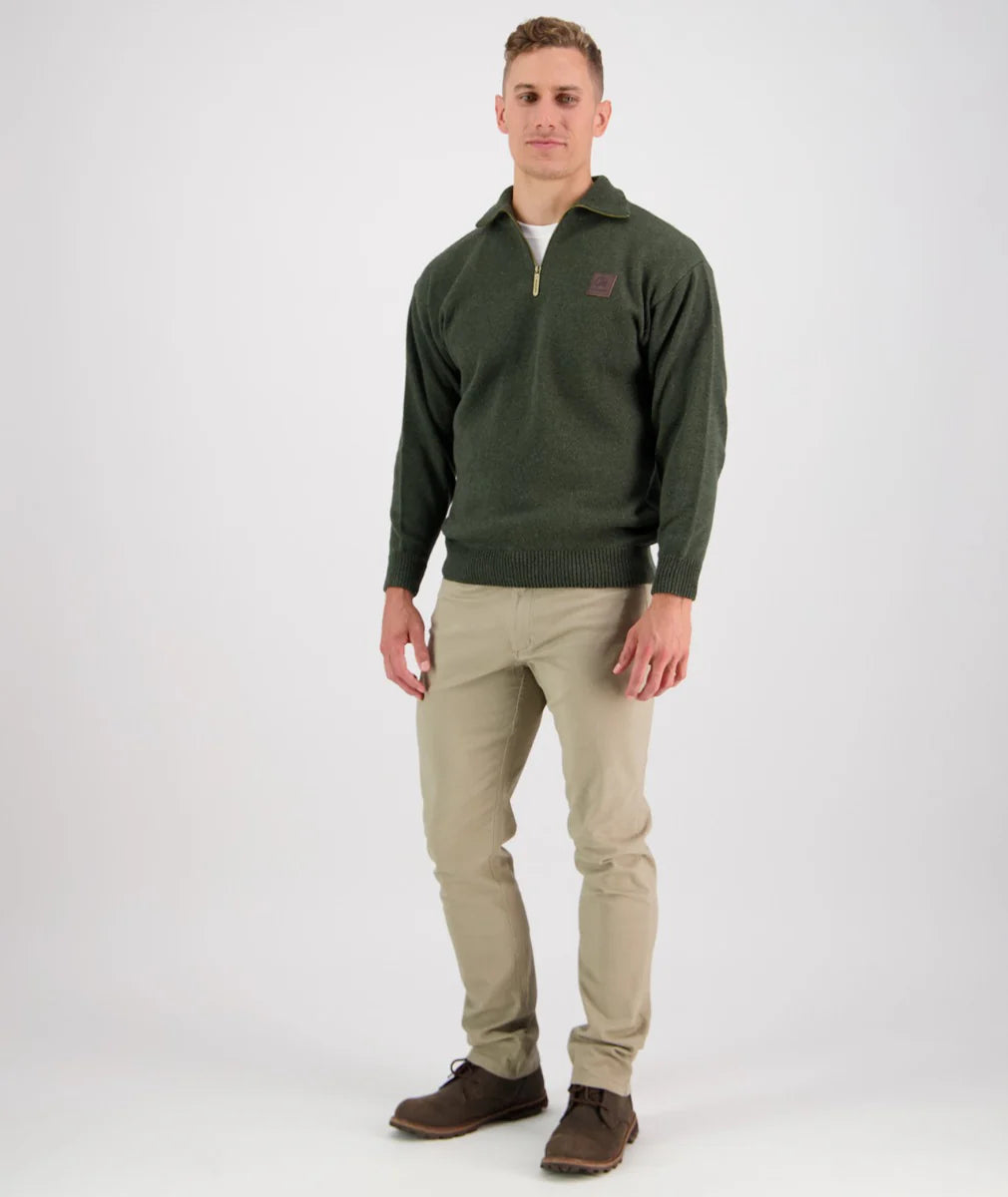 Swanndri Mens Mariner Zip Neck Sweater