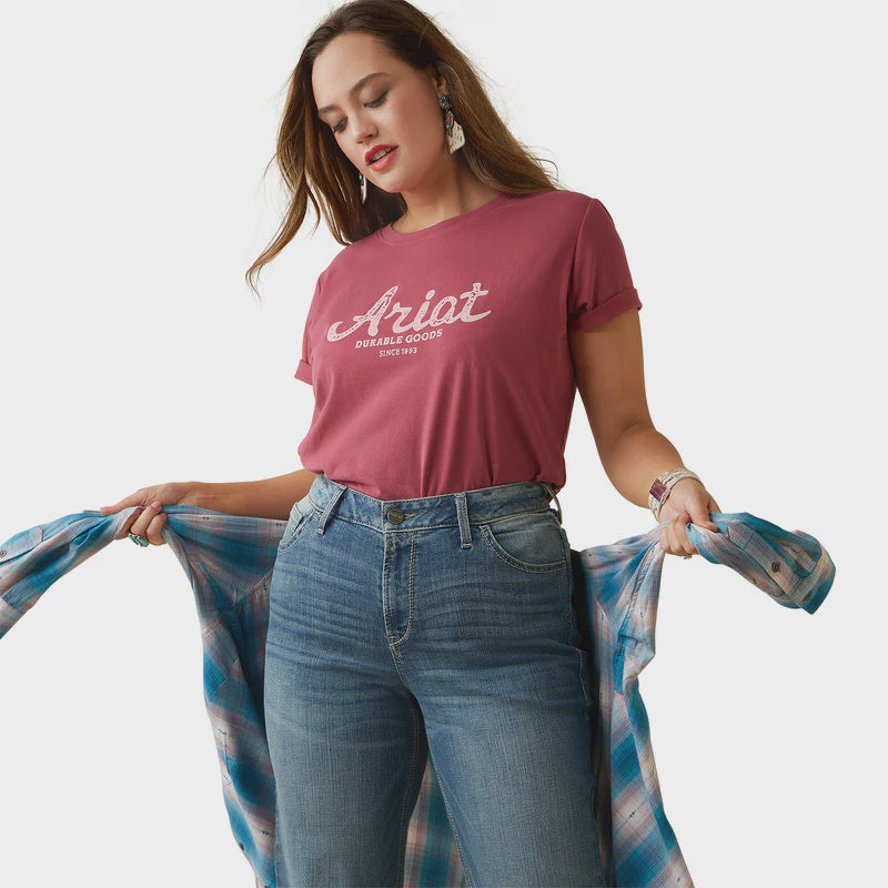Ariat Women Durable Goods Tee Earth REd