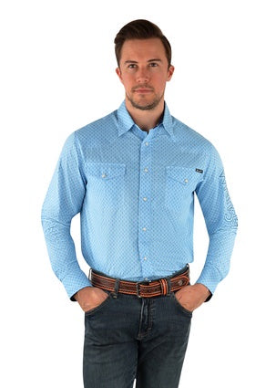 Wranglers Mens Clifton  Logo Western Shirt